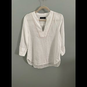 Ivanka Trump size SP 100% white linen top